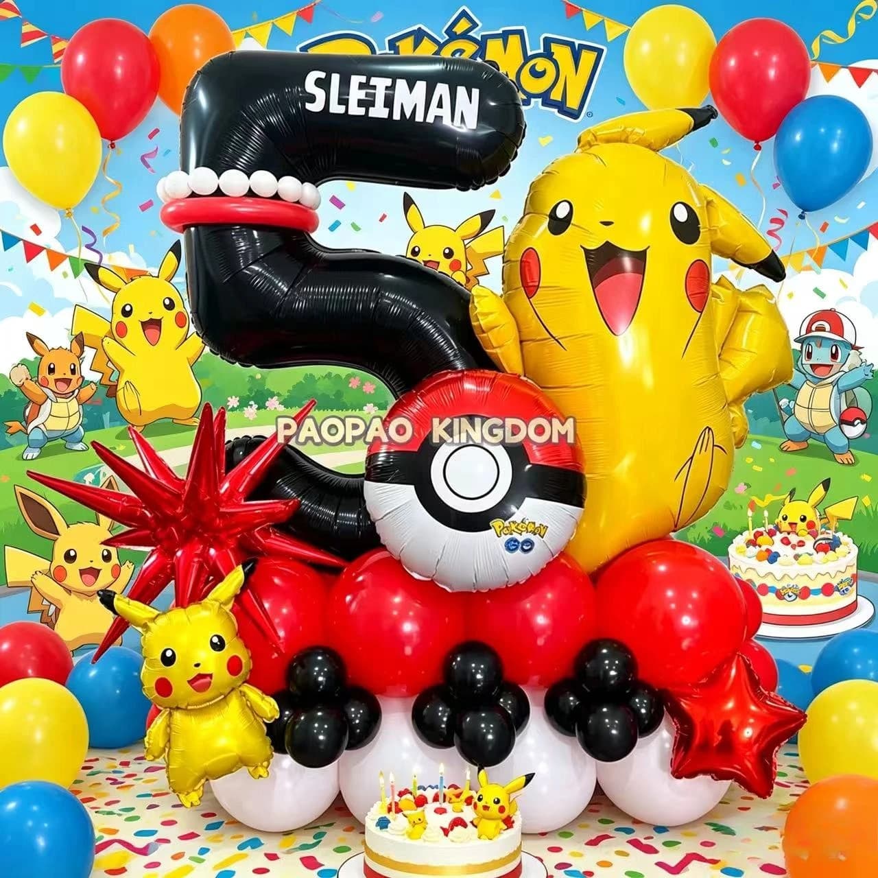 Pikachu Theme Birthday Balloon Set Party Decor Foil Balloons Latex Balloons Party Pack