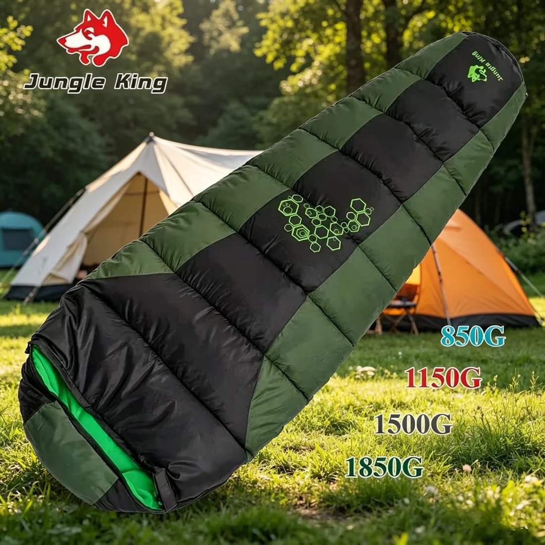 Sacco a Pelo JungleKing Outdoor in Cotone Spesso e Caldo 850g-1850g 4 Stagioni per Campeggio e Viaggi, Modello Mummy Componibile CY0901