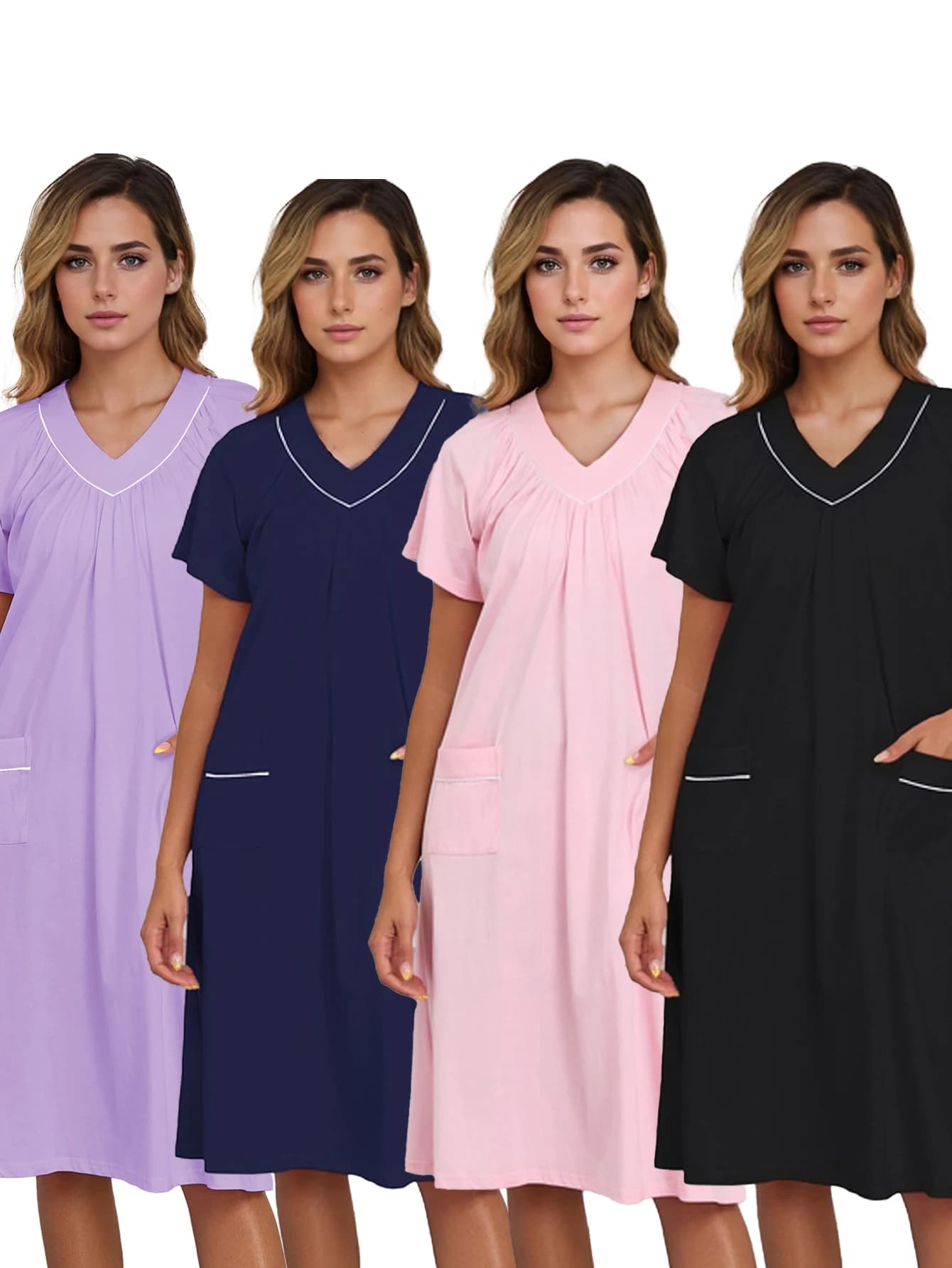 Camicia da notte da donna Abiti estivi Allentati Abbigliamento casual da donna Abito lungo da donna a maniche corte Pigiama da donna Nihgtdress