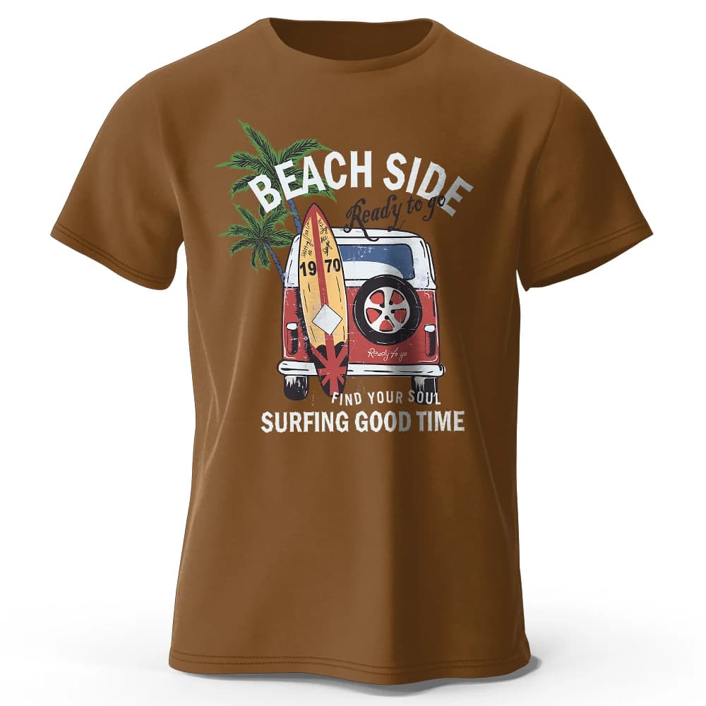Distintivo da surf vintage stampato T-shirt unisex da uomo e da donna T-shirt Top 100% cotone Retro Wave Graphic Beach Club Wear