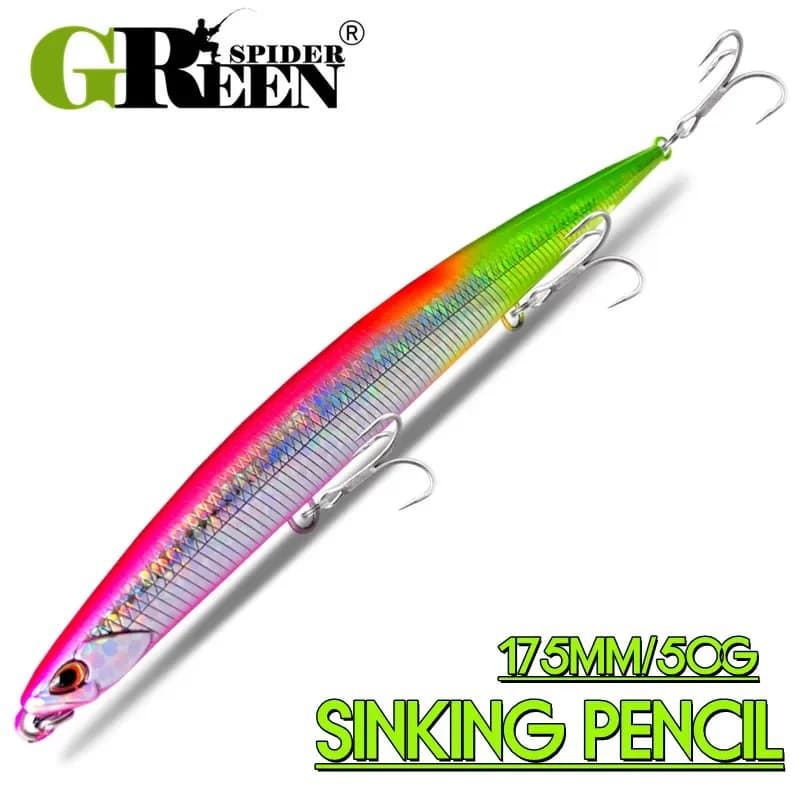 GREENSPIDER New Esca Matita Fishing bait Floating 175mm/50g Recalling SeaBasss Persico Long casting Artificial Duration