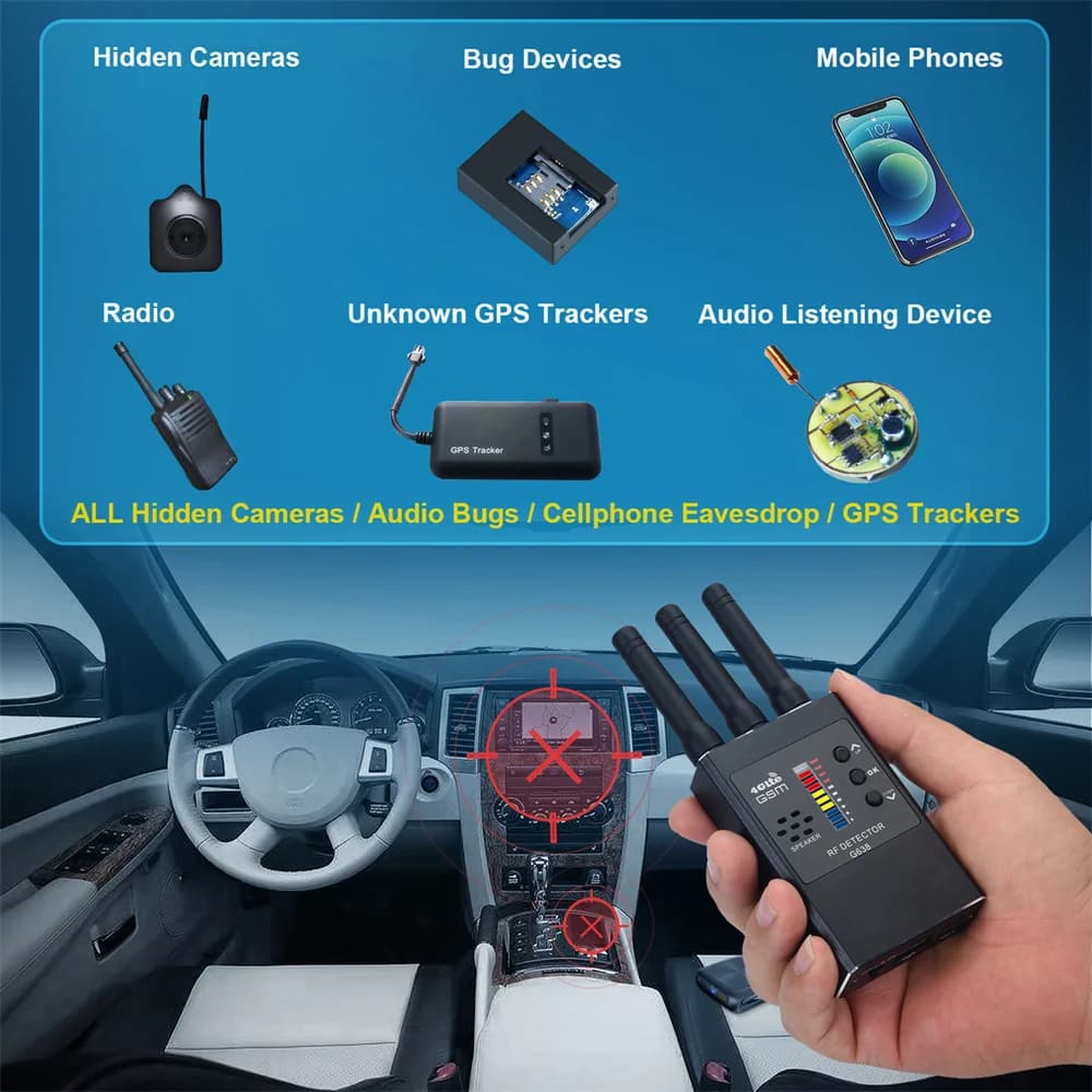 Professional Anti-Spy RF Signal Detector Bug GSM Hearing Device for Wireless Hidden Camera GPS Tracker Security Detector