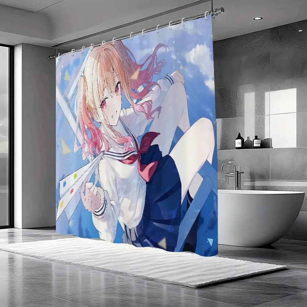 Tenda da bagno Anime S-Saki Tenma, tenda da doccia in tessuto classico anime con 12 ganci, decorazione da bagno impermeabile