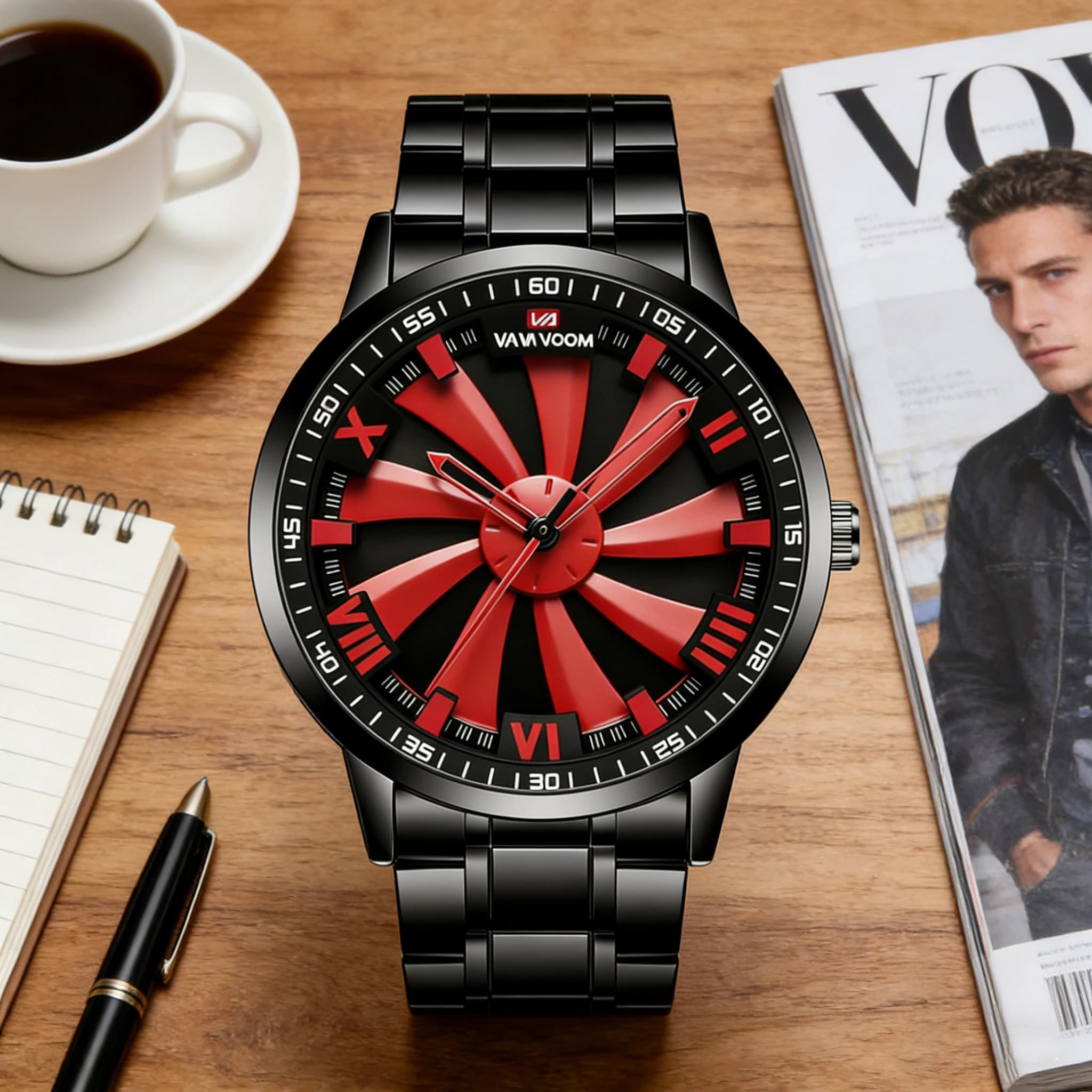 New Fashion Men's Quartz Watch with Big Rotating Dial, Student Sport Watch