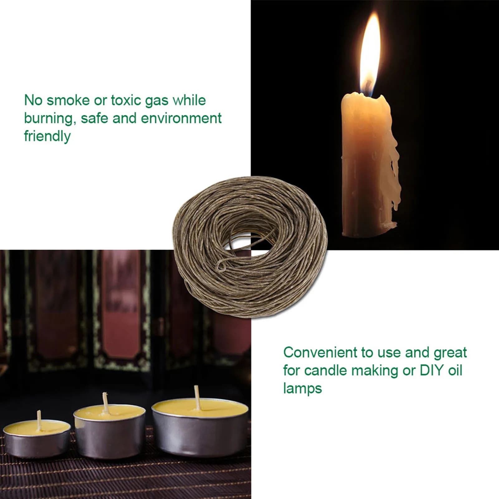 61m Organic Hemp Candle Hemp with Pure Bee wax for Oil Lamp Candle Candle Wick Candle Wick Hemp with Pure Bee