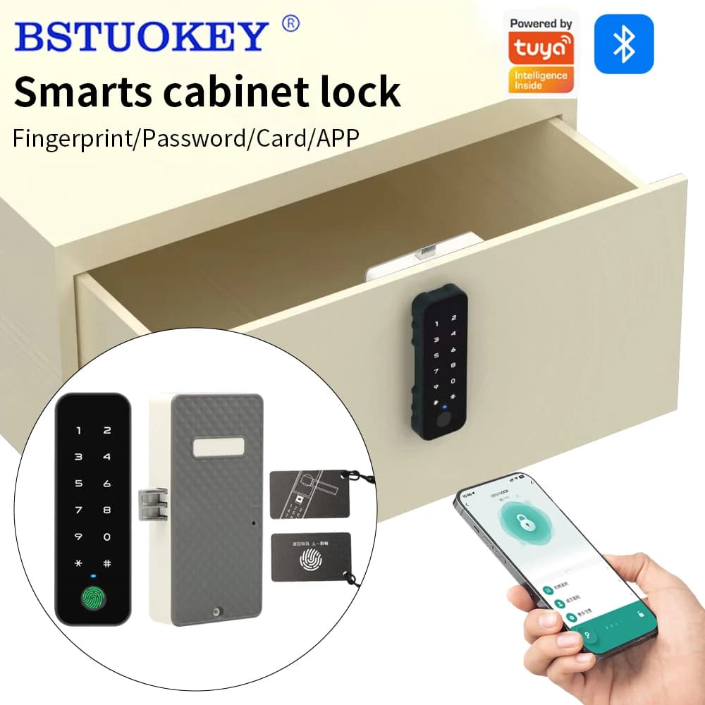 Supports Tuya app Smart Fingerprint Lock Electric Biometric Drawer Lock Fingerprint Unlock Door Lock for Drawer Cabinet Locker