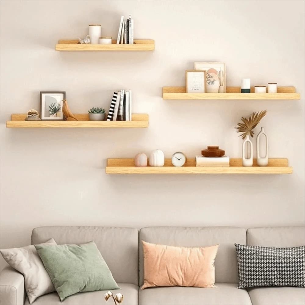 Plant Stand Space Saving Wooden Floating Shelf Decorative Rustic Display Stand Minimalist Style Bookshelf Organizer Bathroom