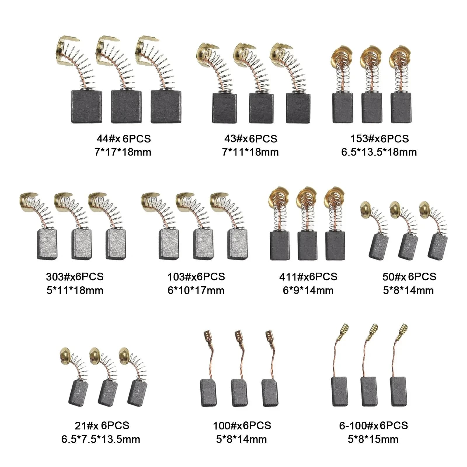 60 piece set of 10 types for repairing and maintaining electric tools, motor carbon brush replacement kit