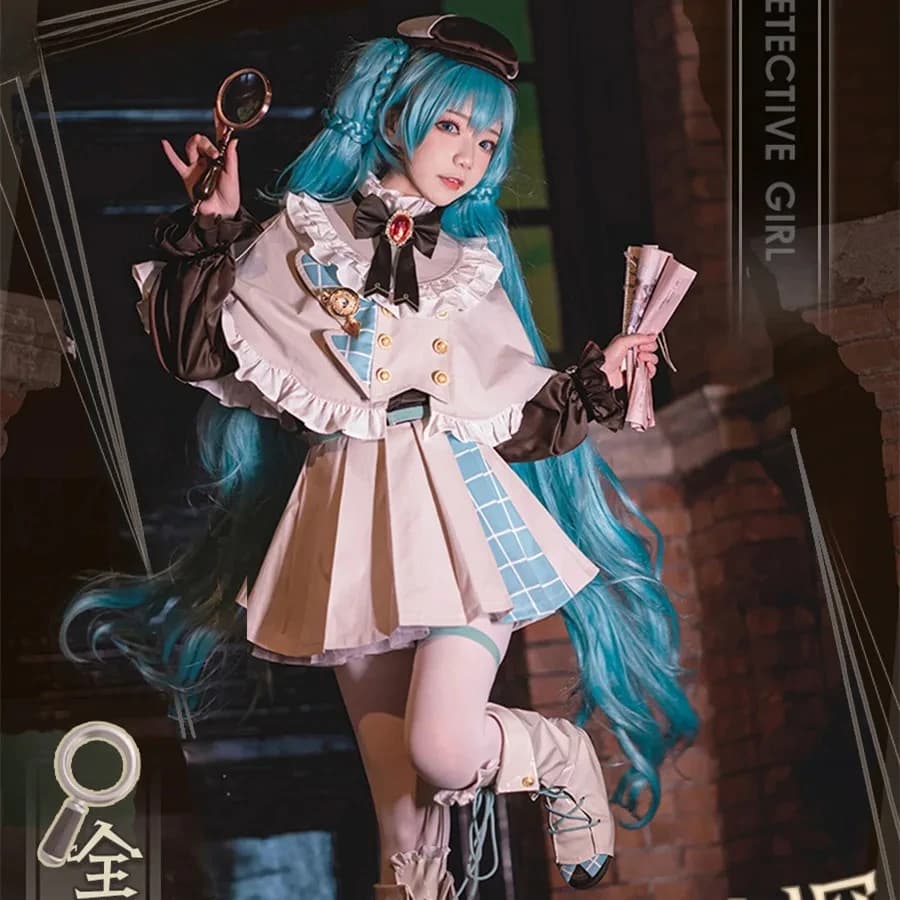 Costume Cosplay Vocaloid Little Detective Miku, Abito da Ragazza M iku, Regalo di Natale, Gonna e Vestito Cosplay 2026