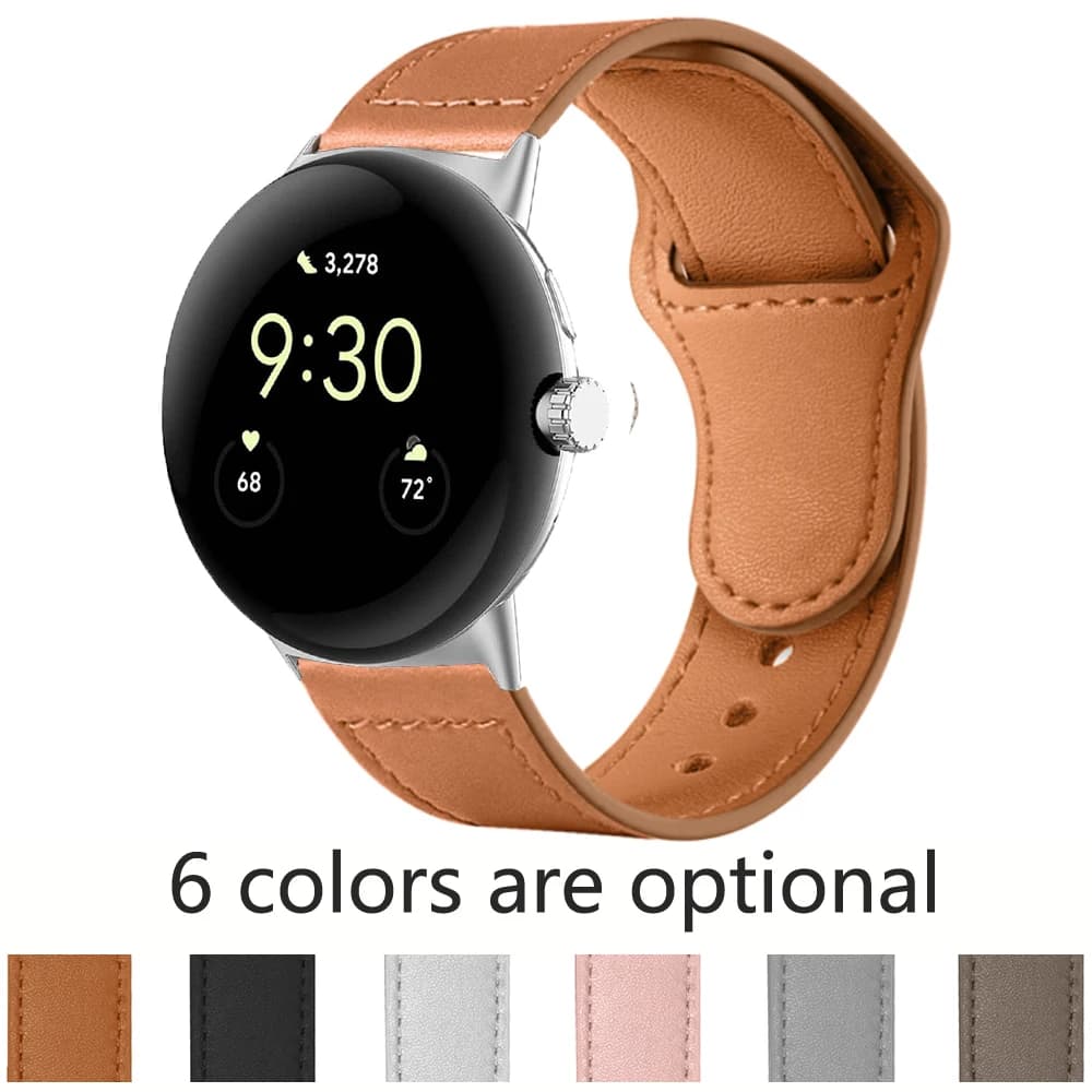 Elegante cinturino in pelle leggero compatibile con Google Pixel Watch 1/2/3 45mm e Pixel Watch 41mm, cinturino di ricambio per smartwatch