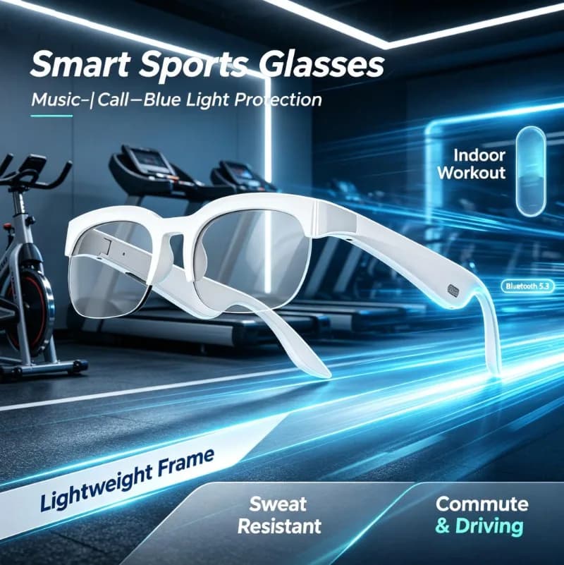 Smart Glasses Bone Conduction Wireless Headset Music Call Voice Assistant Long‑time Painless Wear AI Translation Sports Glasses