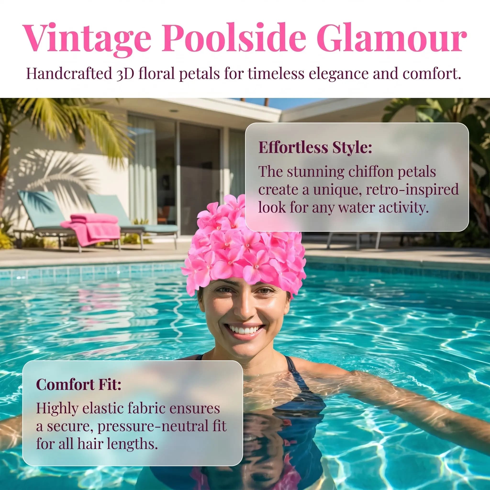 1Pcs Creative Flower Swim Cap Women Adults Lightweight Eco Friendly 3D Floral Design Hair Protector Swimming Hat Beach Pool