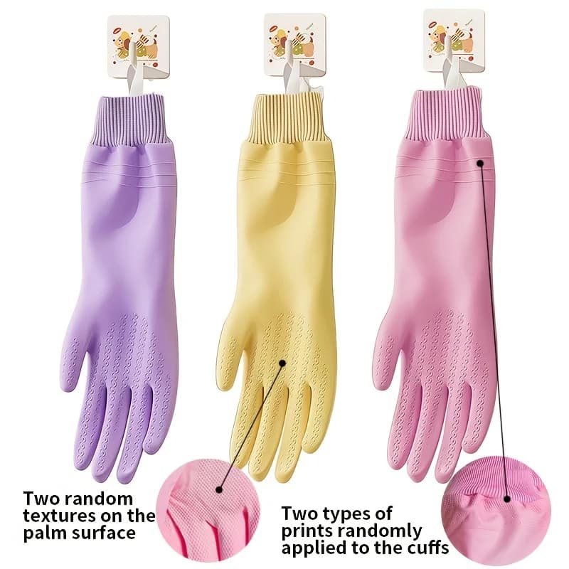 PVC Clean Gloves Elastic Cuff Thick Glove Bathroom Kitchen Multi Task Water Proof Unisex