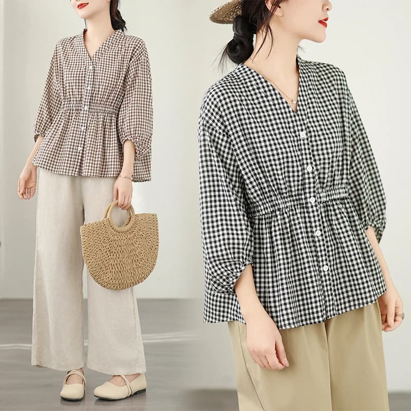Camicia Larga da Donna in Lino, Nuovo Stile Estivo Coreano, Artistica con Decorazioni in Vita, a Maniche Lunghe, Casual, Comoda e che Nasconde le Forme