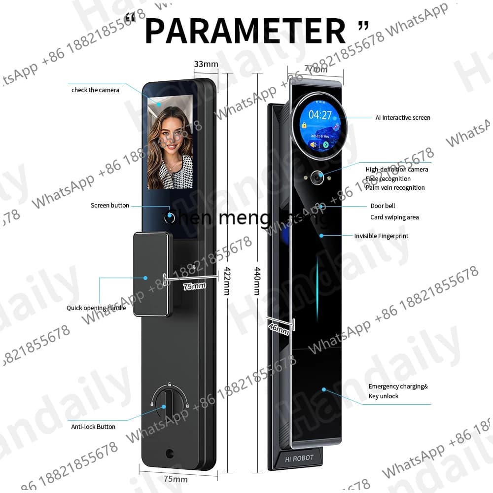 Nuova Serratura Intelligente AI 2025 con NFC, Altoparlante, Riconoscimento Palmare, Monitoraggio Video, Interfono e Riconoscimento Facciale Tuya Lock