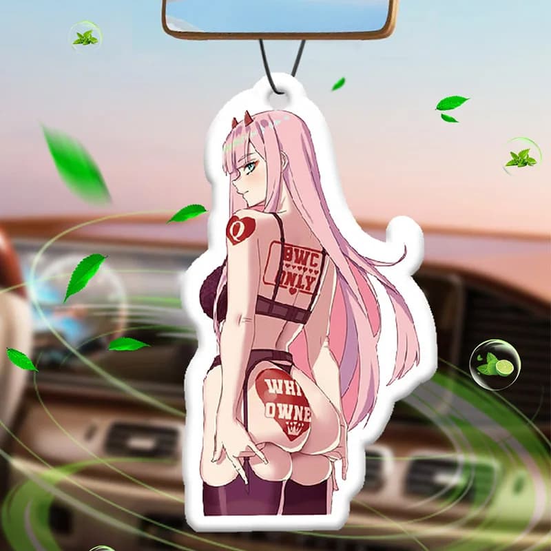 Perfume for self-shaped sexy woman with pink hair, long lasting fragrance, windproof pendant, perfumed bag.