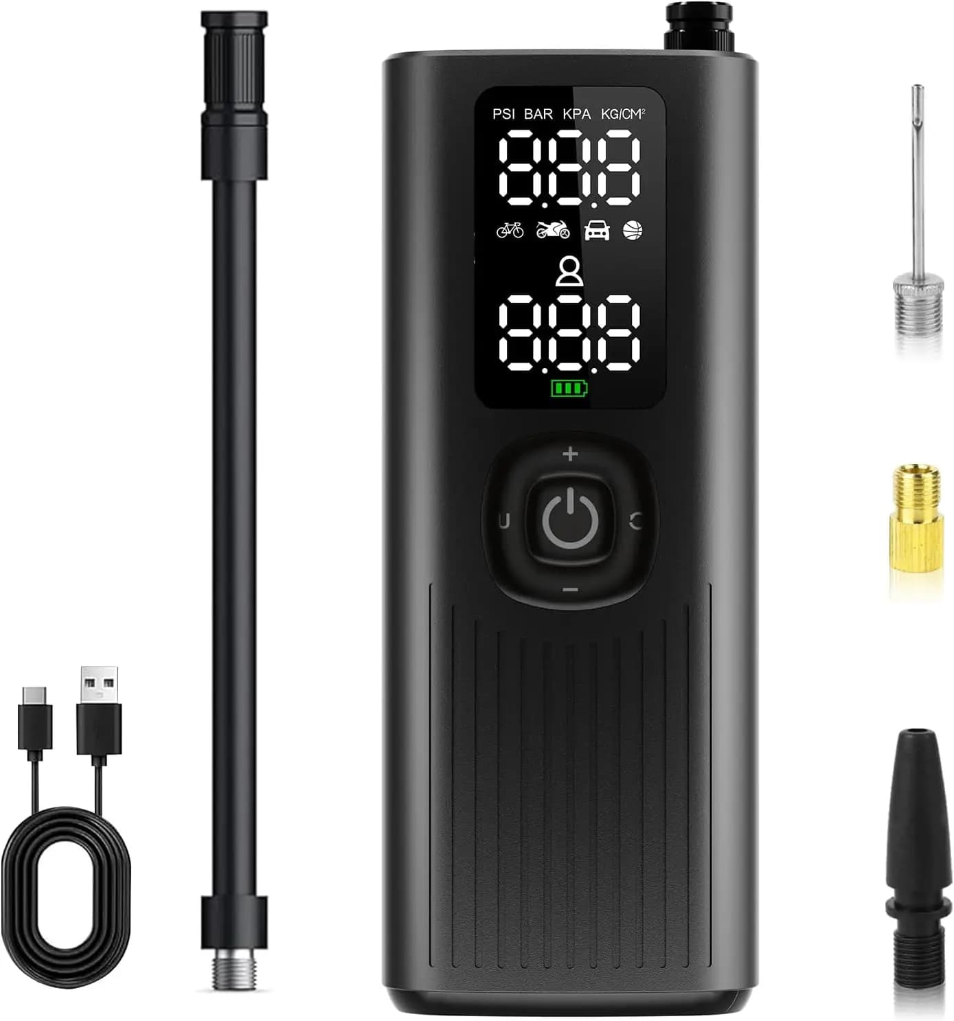 Gonfiatore portatile per pneumatici, pompa ad aria senza fili fino a 150 PSI con indicatore digitale a LED per auto, moto, bici, basket