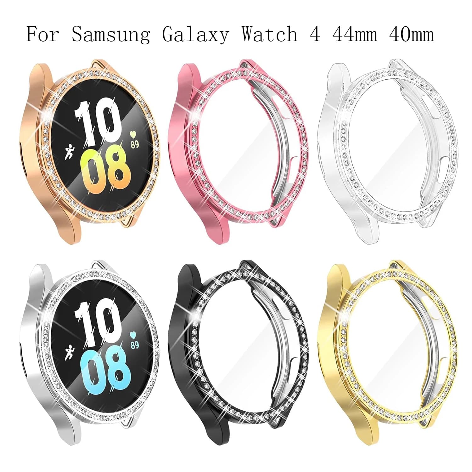 Custodia protettiva per Samsung Galaxy Watch 4 44mm 40mm smart watch Accessori Bling Diamond Paraurti per PC Galaxy Watch 4 Proteggi schermo.