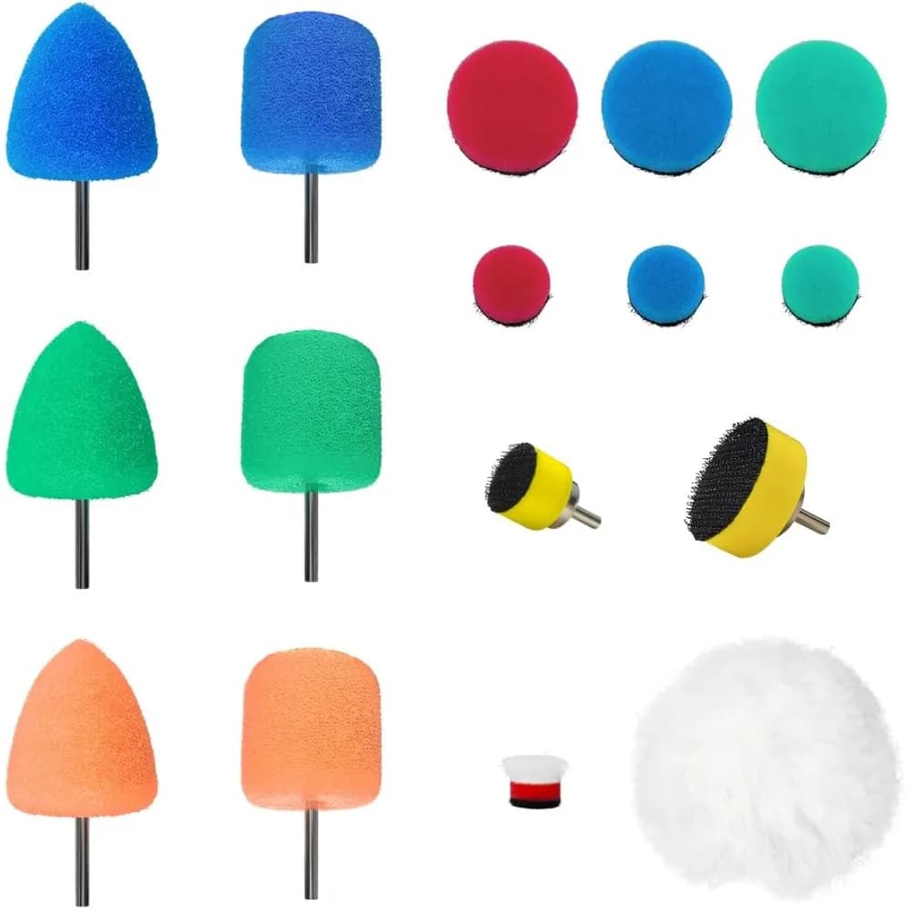 Mini tamponi per lucidatura da 16 pezzi, mini tamponi in lana per lucidatura con spugna per dettagli auto per utensili rotanti, kit per dettagli ceratura automatica
