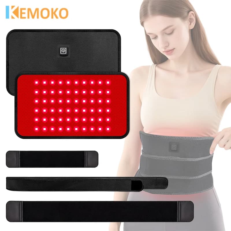 KEMOKO NEW 60 LED Red Light Belt 660nm and 850nm Infrared Light therapy Pad for body fatigue Deep Neck Back Ginocchio Hands Full