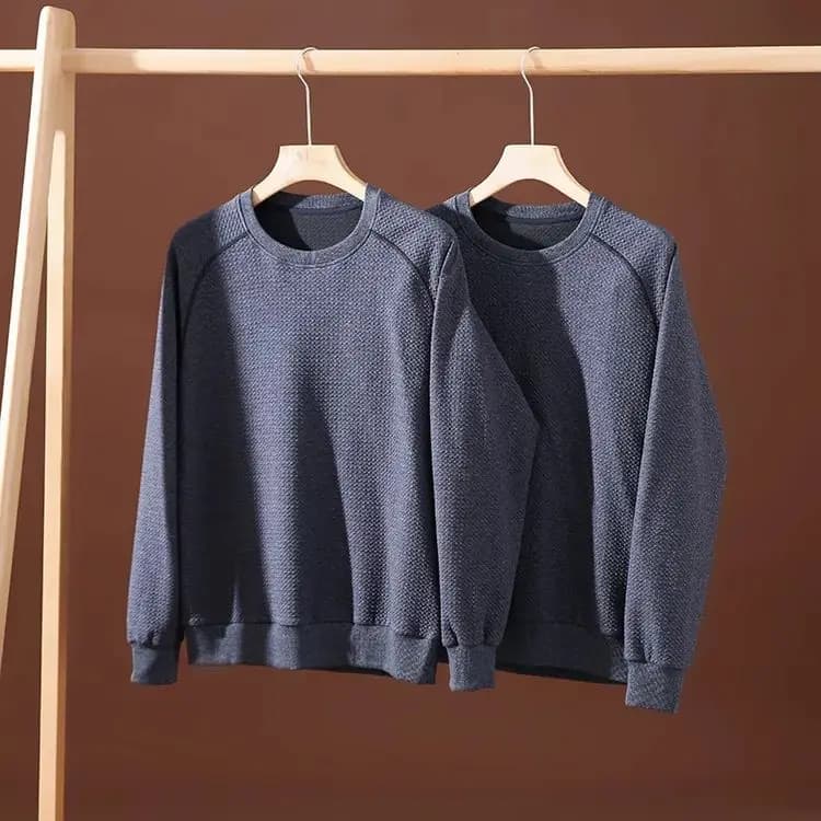 Niao Home Style Men's round Neck Hoodie Outdoor Breathable Quick Dry Thermal Middle Layer Clothing Honeycomb Texture Design