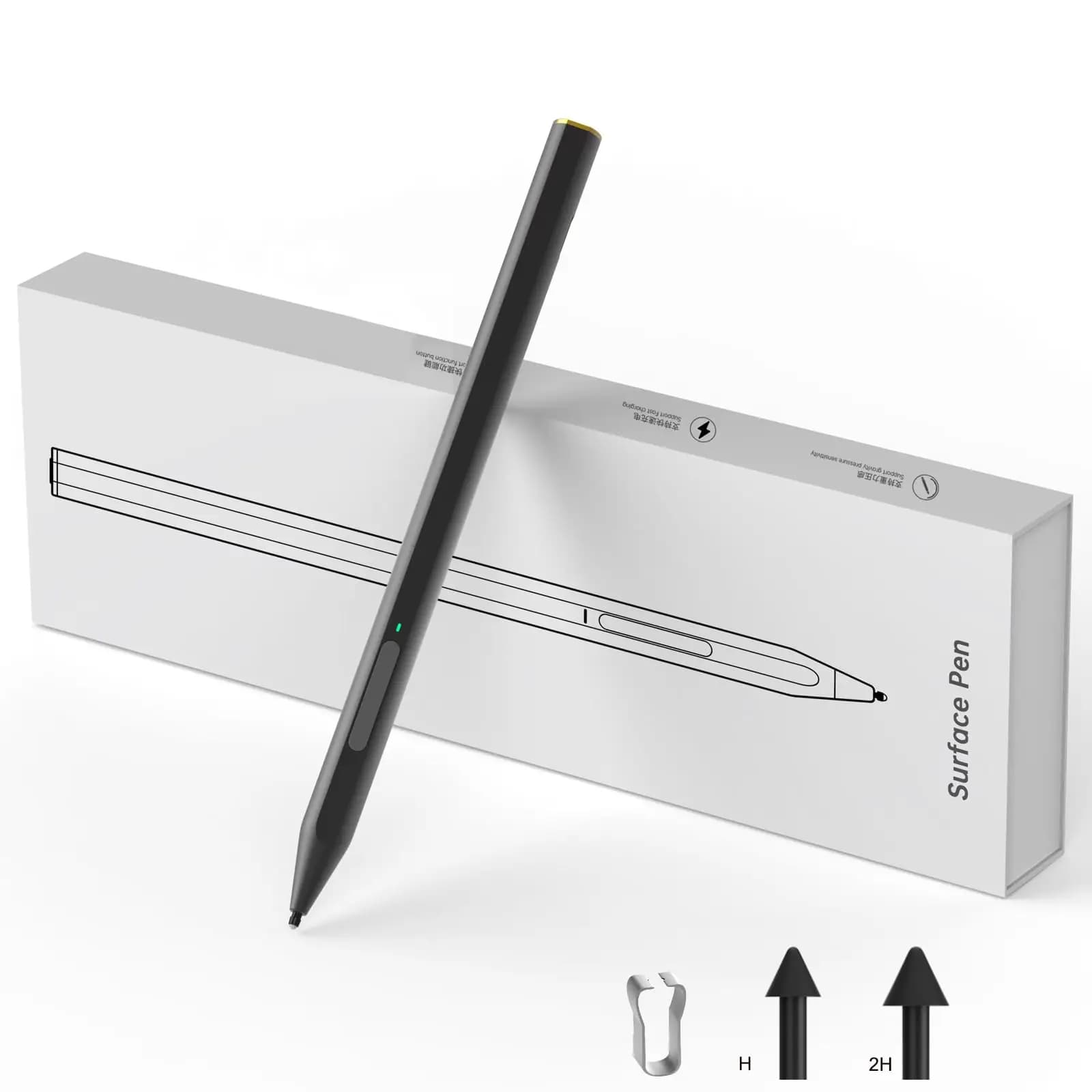 Stylus Pen for Microsoft Surface, 4096 Pressure Sensitivity, Eraser Side Button, Compatible with Surface Pro 11/10/9/8/7/7+/6/5/