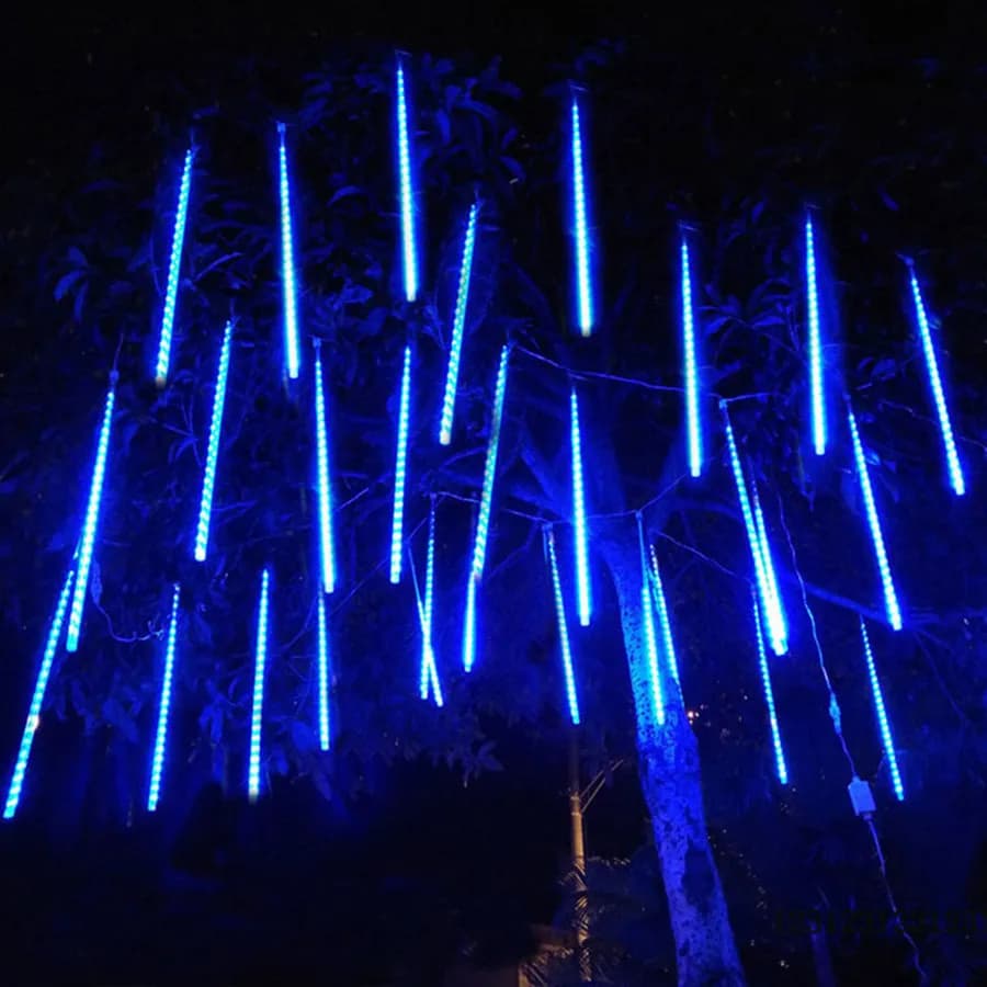 Lampada da pioggia di meteoriti a LED Impermeabile Neve che cade Goccia di pioggia Ghiacciolo Lucine 50 cm 8 tubi Matrimonio Ghirlanda di Natale Luci della stringa