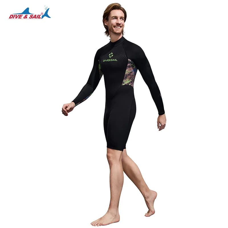 Women's Boyleg Full Swimwear 1.5 mm neoprene with back zip long sleeve full thermal bathing suit for diving snorkeling