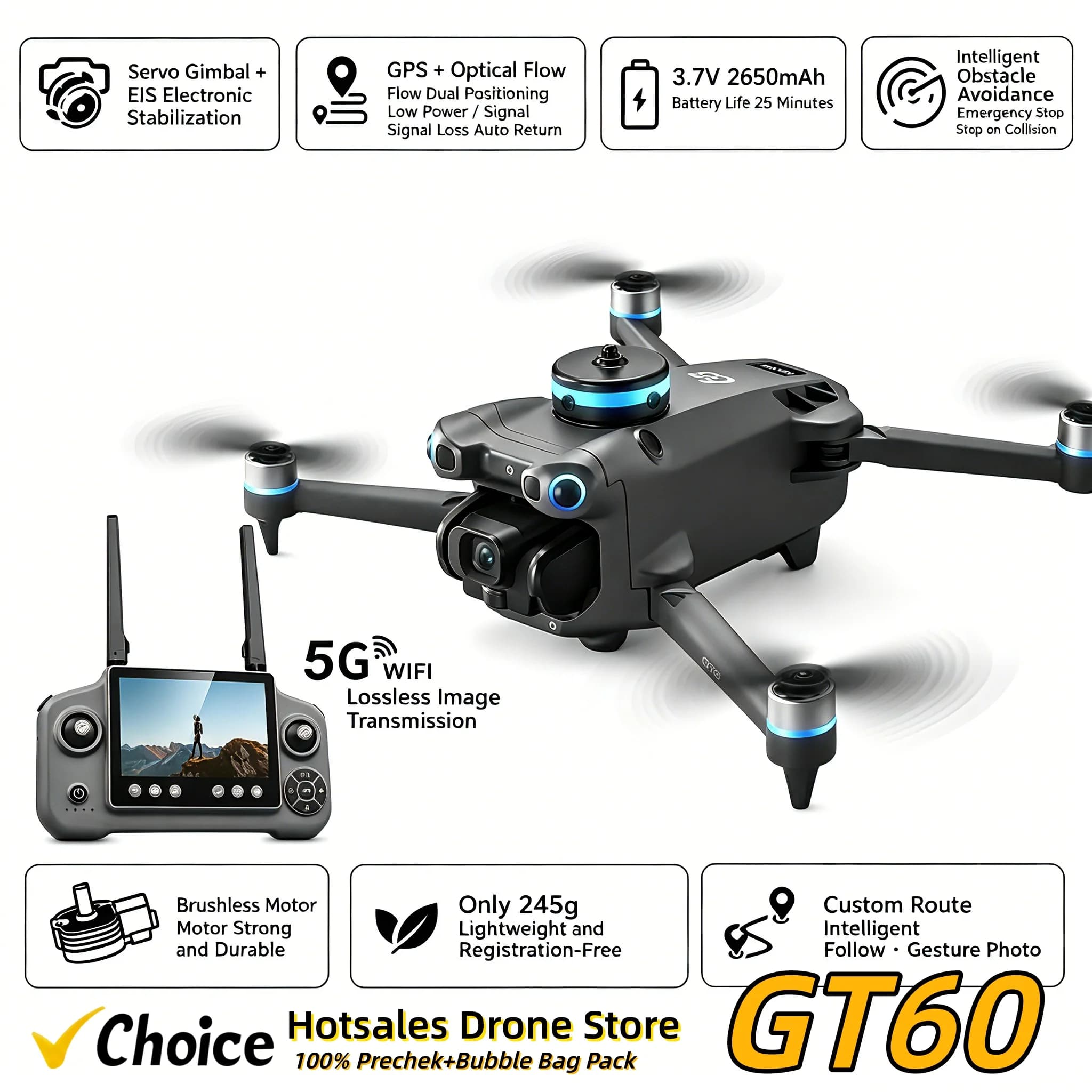 New GT60 GPS Drone High Definition Aerial Photography Quadcopter with Airdrop Obstacle Avoidance And Return Function for Outdoor