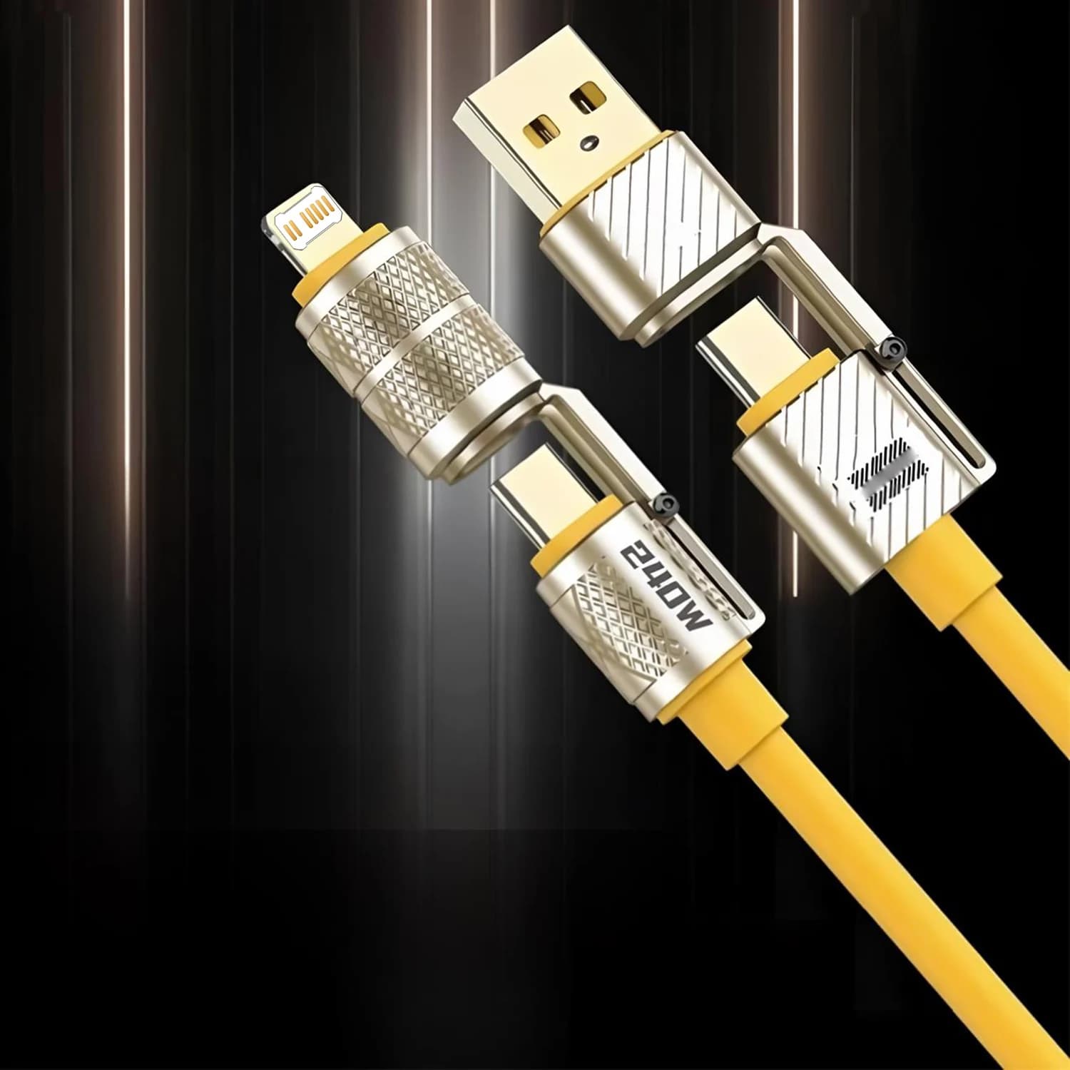 Cavo di ricarica rapida multiporta USB tipo C PD 240W 5A Cavo dati di ricarica rapida 4 in 1 per iPhone Samsung Xiaomi