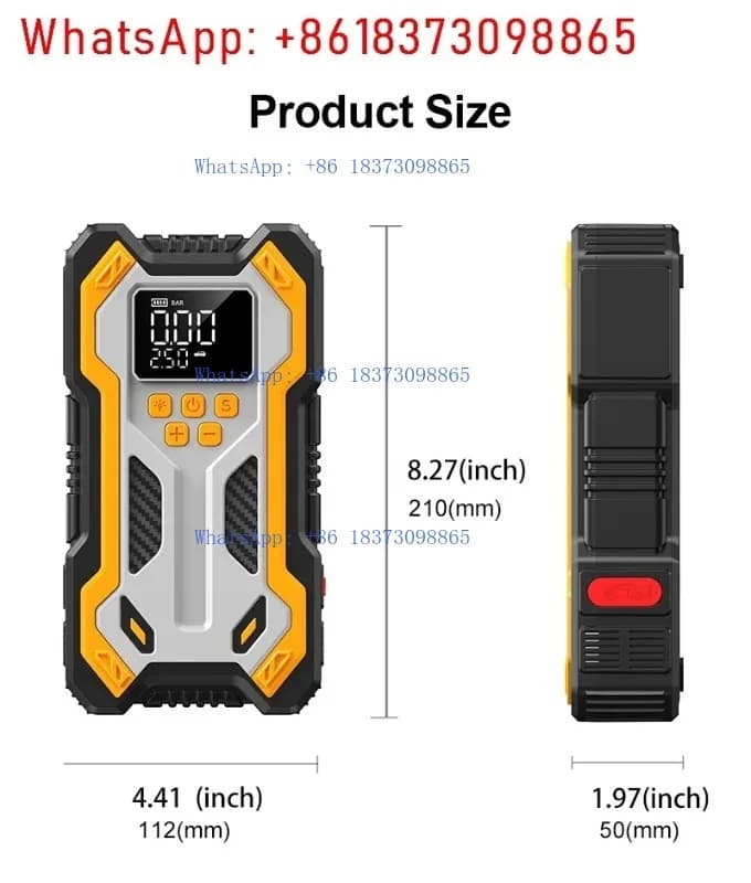Avviatore di emergenza per auto con schermo LCD del compressore A-ir Caricatore booster portatile da 6000 mAh Potente dispositivo di avviamento per auto