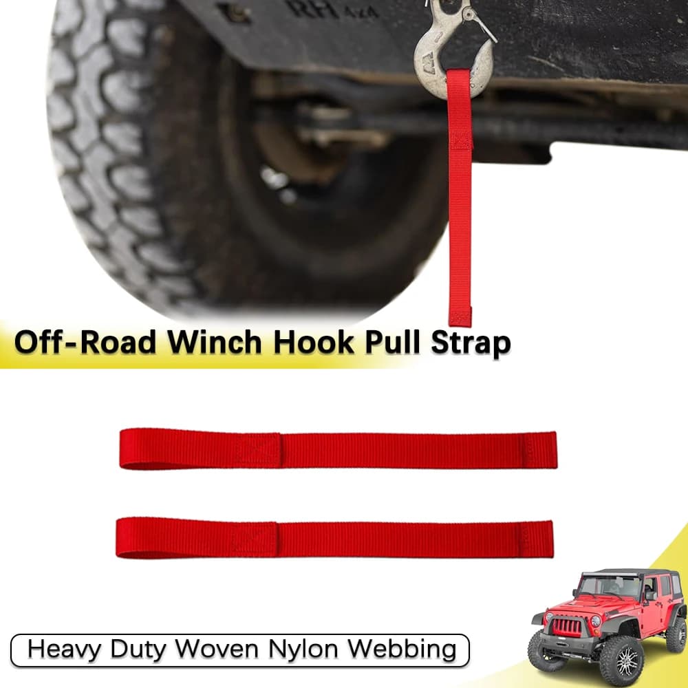 Cinghie per gancio per verricello per accessori fuoristrada Jeep Accessorio per auto universale Corda da traino per auto esterna Corda per rimorchio resistente 2 pezzi