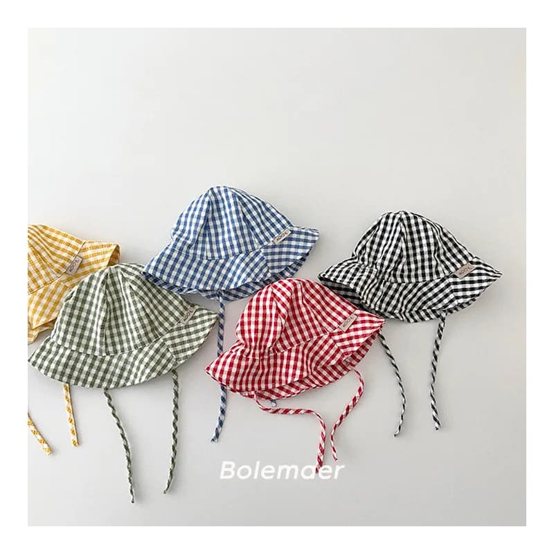 Cappello da sole estivo a tesa larga per bambino Cappello da pescatore con stampa scozzese Cappello da pescatore in cotone per bambini per ragazzi Neonate Cappello da sole per bambini Cofano