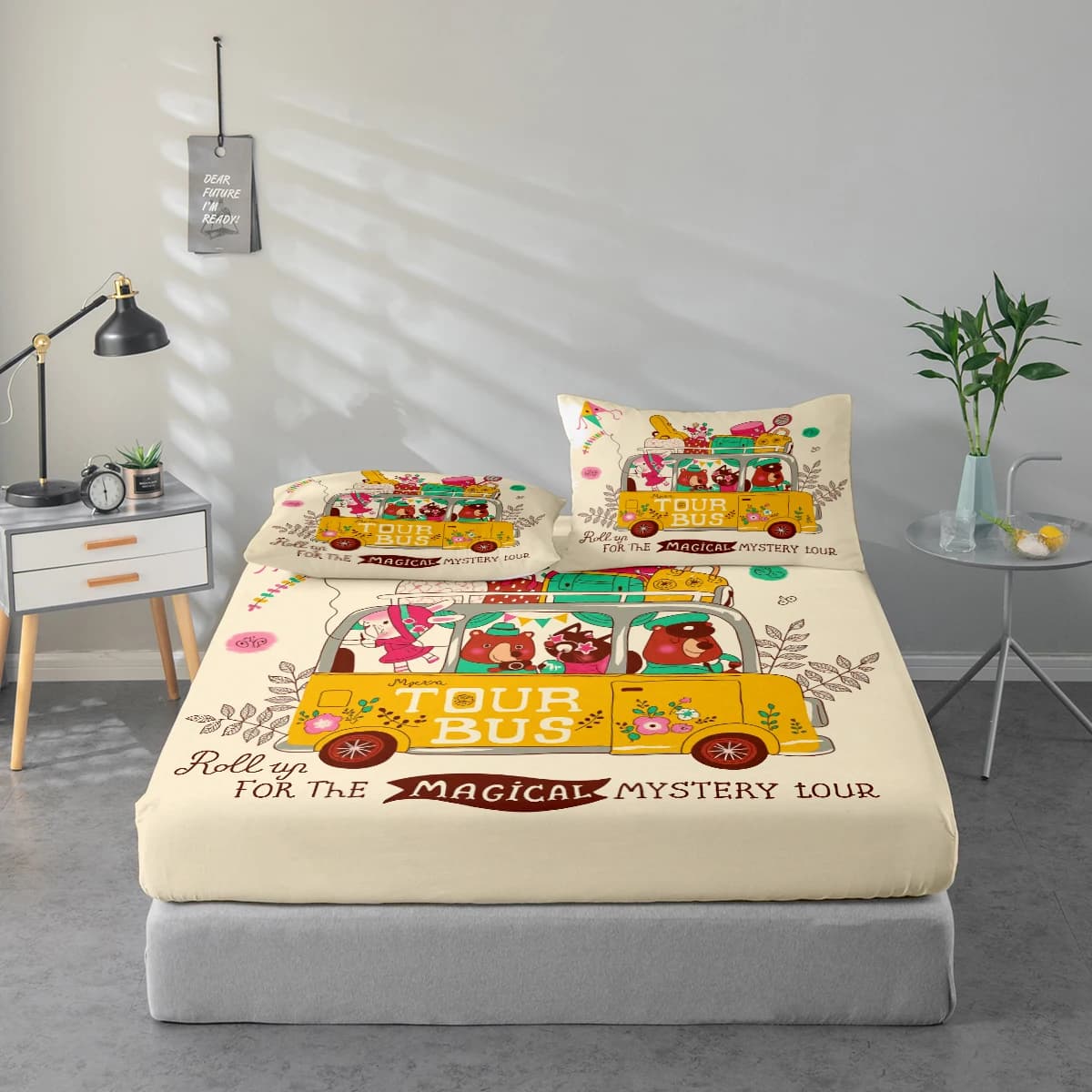 Set di lenzuola con motivo stampato Magic and Mystery Journey, combinazione di proteggi-materasso e federa, set di lenzuola stampate ad alta definizione include 1 lenzuolo + 1 o 2 federe (1 federa per 60*100cm e 2 federe per 72*132cm, le altre misure sono 2 federe), adatto per camera da letto e stanza degli ospiti, biancheria da letto in poliestere ultra morbido, lavabile in lavatrice, utilizzabile in tutte le stagioni