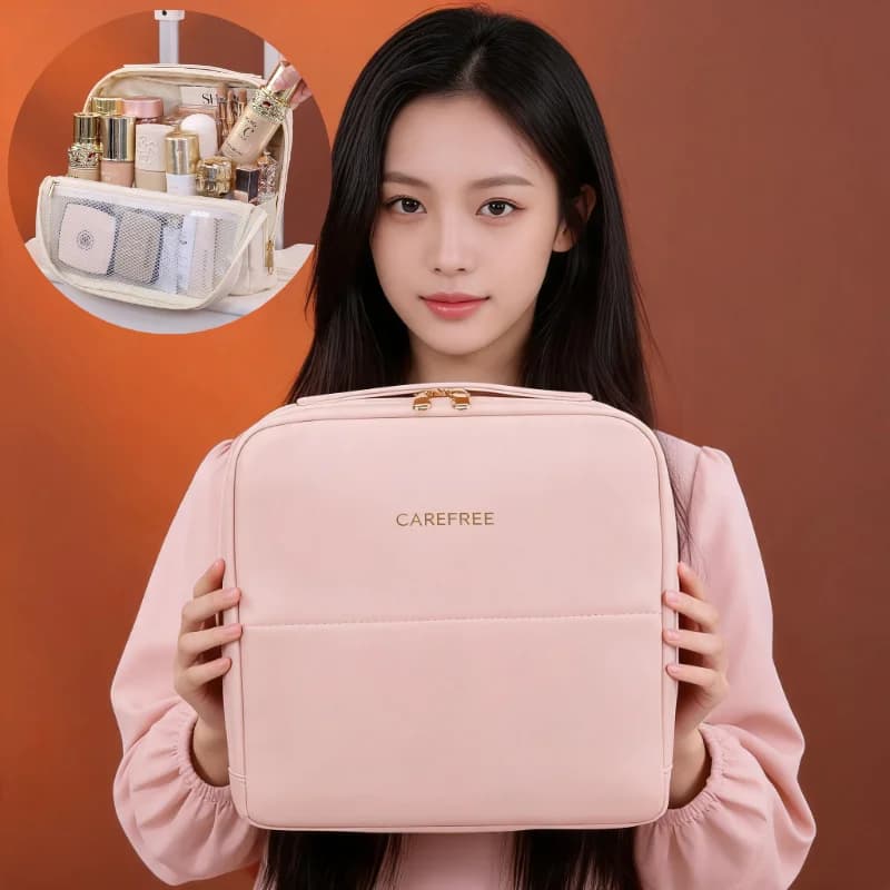 Portable Standing Up Bag Travel Waterproof Toiletry Storage Pouch Bag for Brues Cosmetic Tools Women's Makeup Organizer