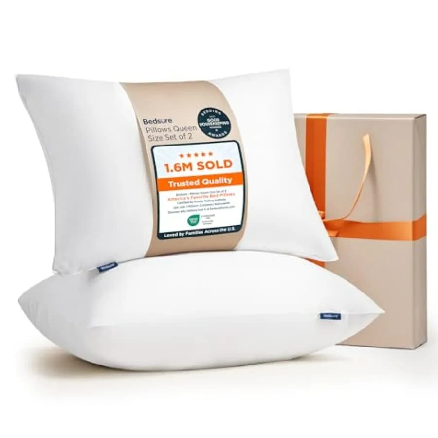 Pillows Size Set of 2 - Hotel Collection Bed Pillows for Sleeping, with Down Alternative Filling, Soft Support for Back, Stomac