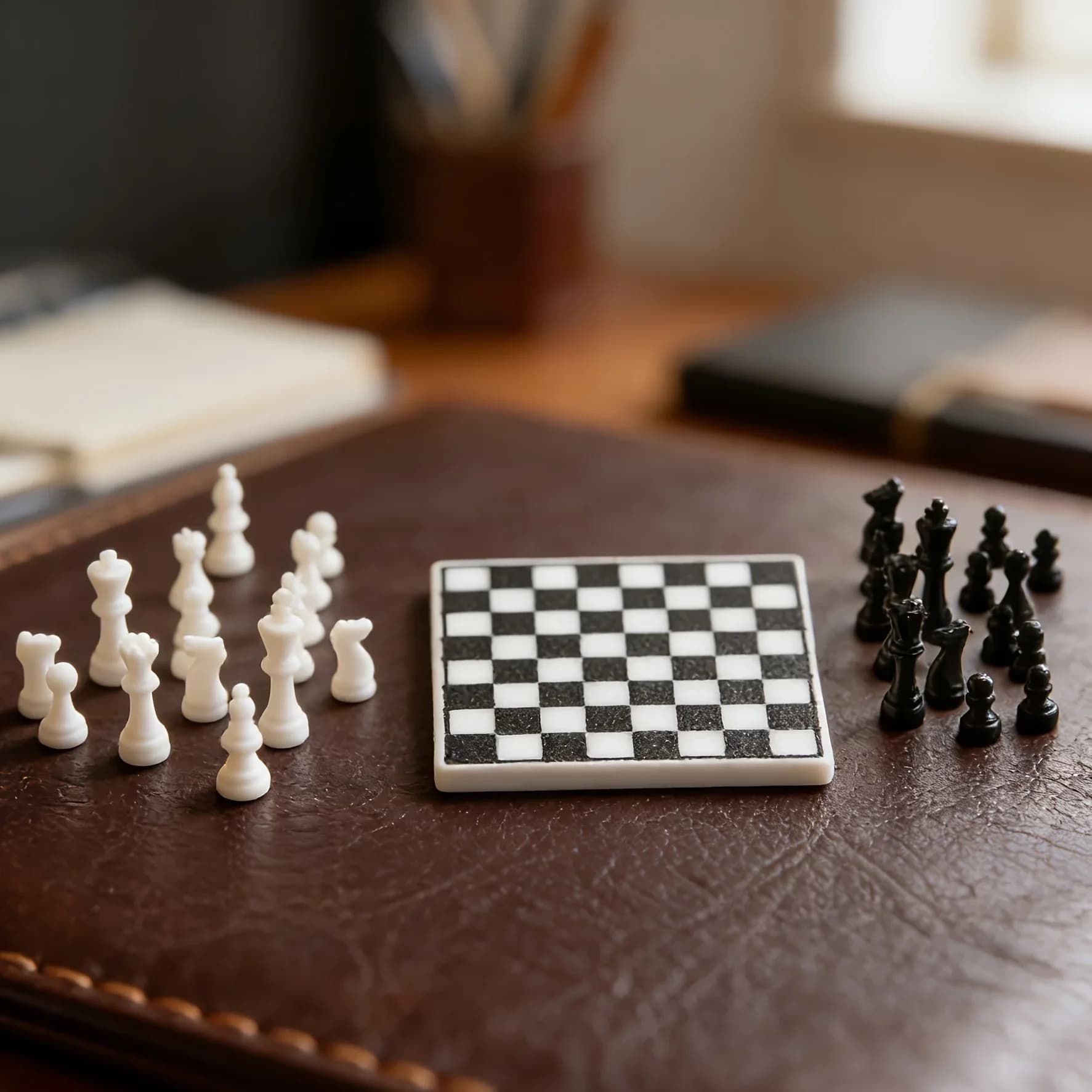 1:12 Miniature chess set 3D printed mini chessboard house, miniature scene desktop decoration accessories, suitable for sending chess enthusiasts, students, and parent-child families school/birthday/souvenir gifts