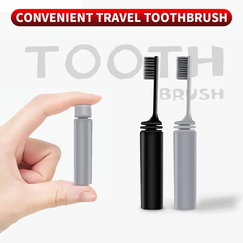 Coal compact portable folding brush - Perfect for travel, camping and excursions - Easy to take and efficient toothbrush