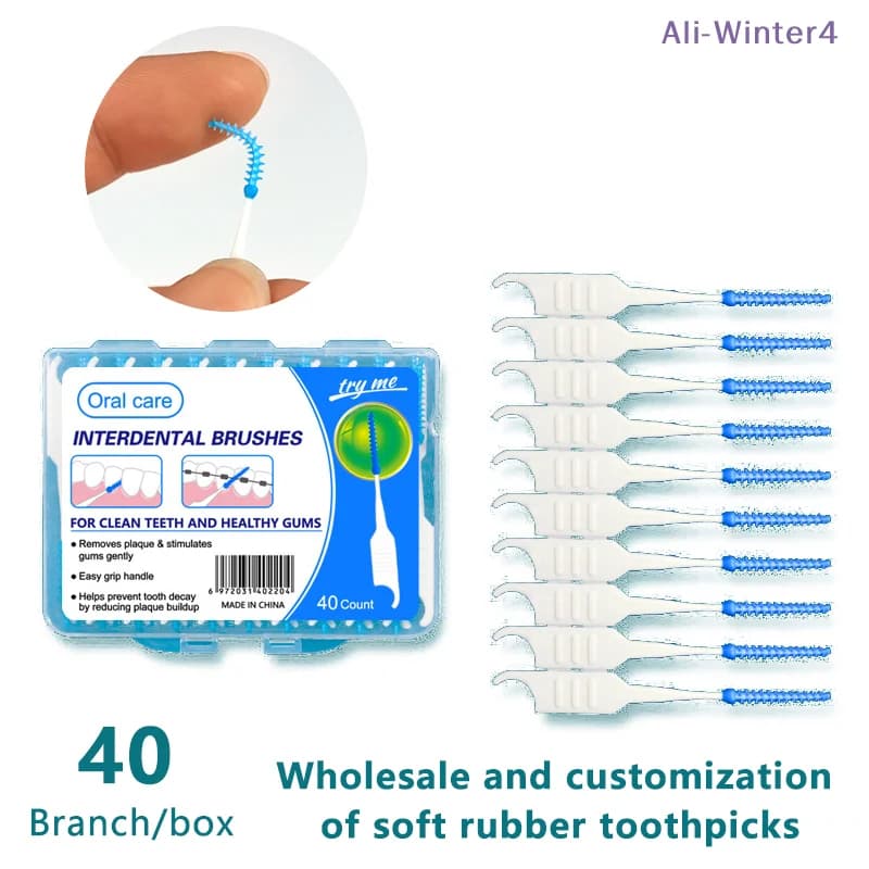 {Summer2} 40 Pezzi Spazzolini Interdentali in Silicone con Gancio per Pulizia tra i Denti, Strumenti per Igiene Orale