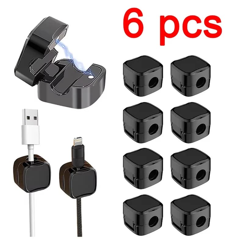 6 pezzi organizer per cavi clip per cavi magnetici avvolgicavo in silicone clip per gestione cavi supporto per linea di ricarica organizer per cavi per mouse