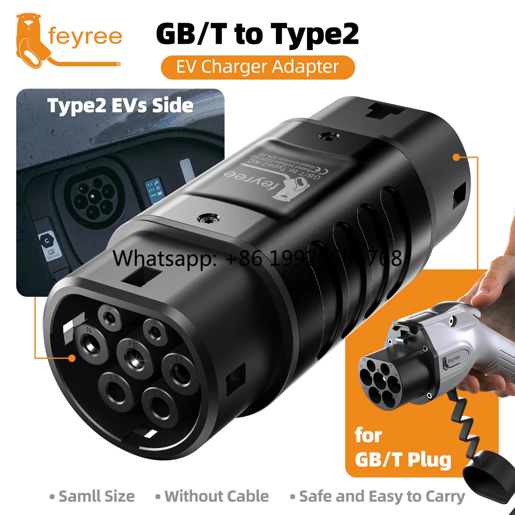 Adapter for EV Feyree Charger from GBT to Type 2, 7kW 22kW, AC Charging Station Monophase / Triphase for Chinese Brand Car