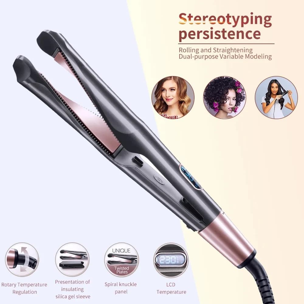 Professional hair plate 2 in 1 and automatic spiral electric hair curling iron