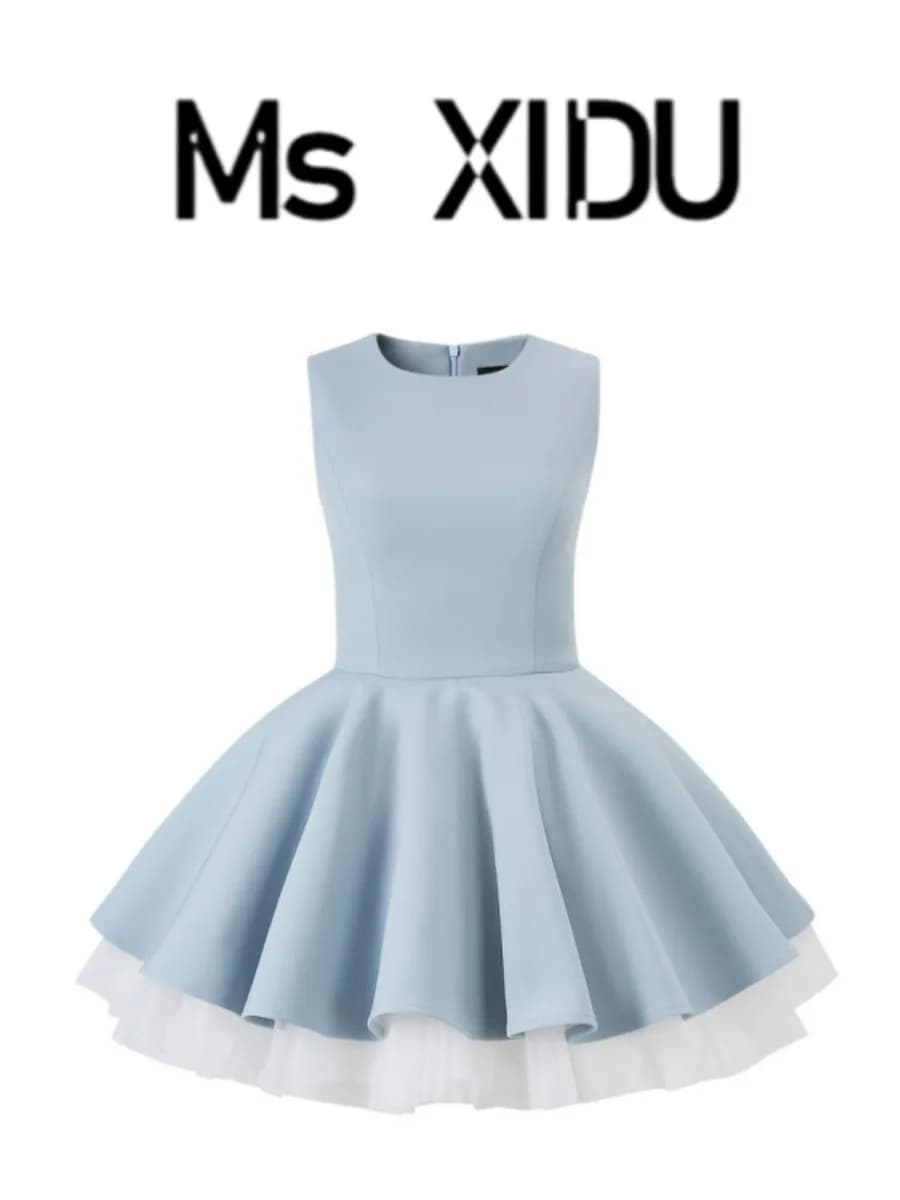 Abito Stile Balletto Hepburn Ms XIDU, Gonna in Tulle, Abito da Principessa, Vestito Estivo Elegante da Donna a Vita Alta in Fibra di Poliestere