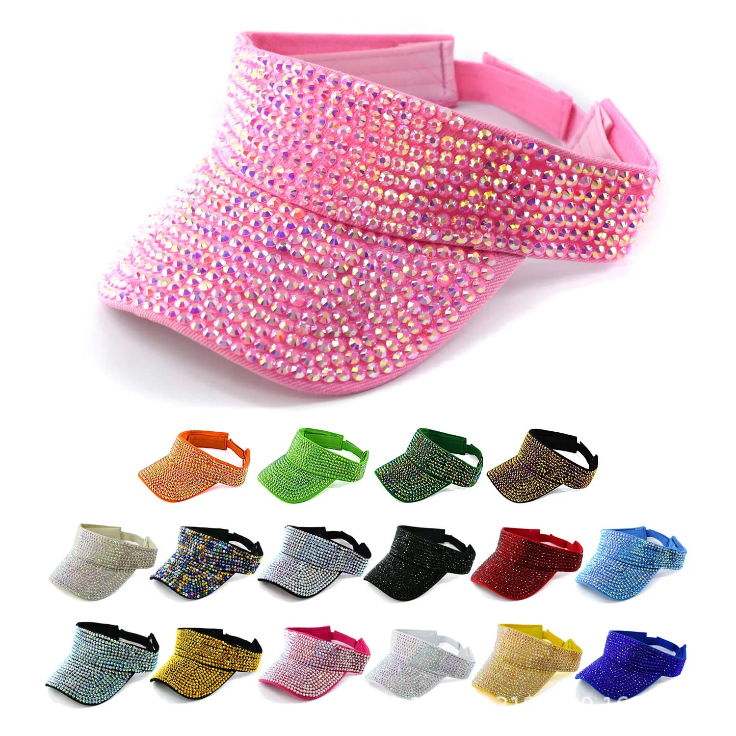 Spring Summer Rhinestone Empty Top Visor Cap, Outdoor Sports Sun Hat, UV Protection Breathable Adjustable Casual Hat
