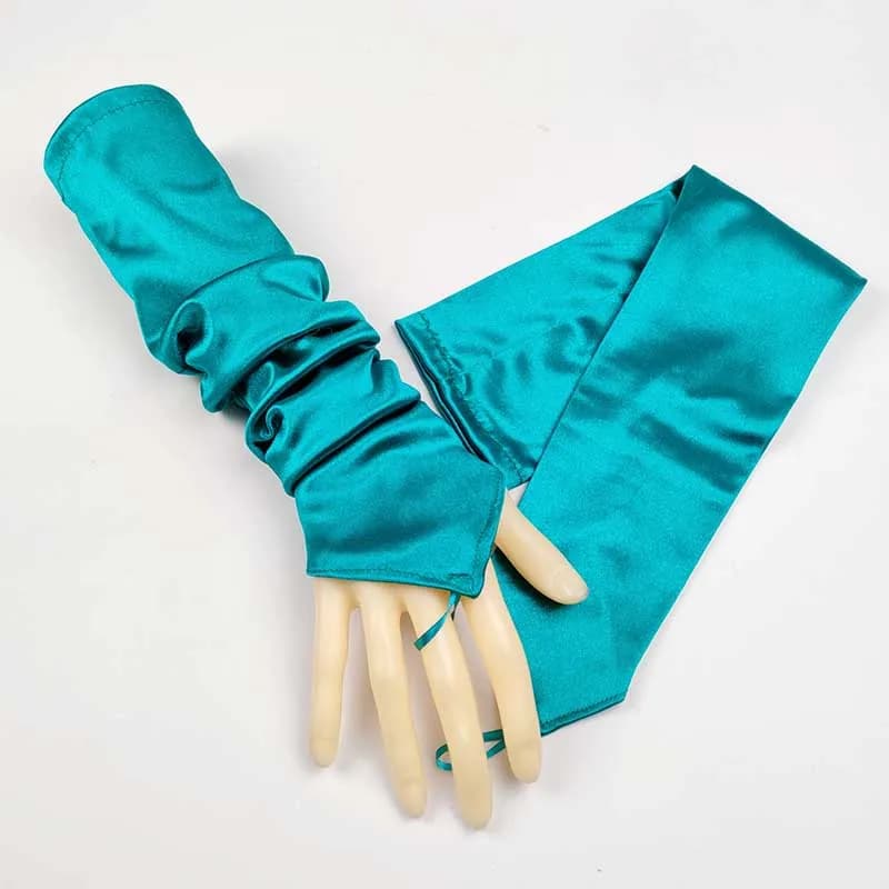 Christmas Satin Long Fingerless Wedding Dress Gloves Halloween Makeup Party Stage Performance Women Summer Sunscreen Mittens
