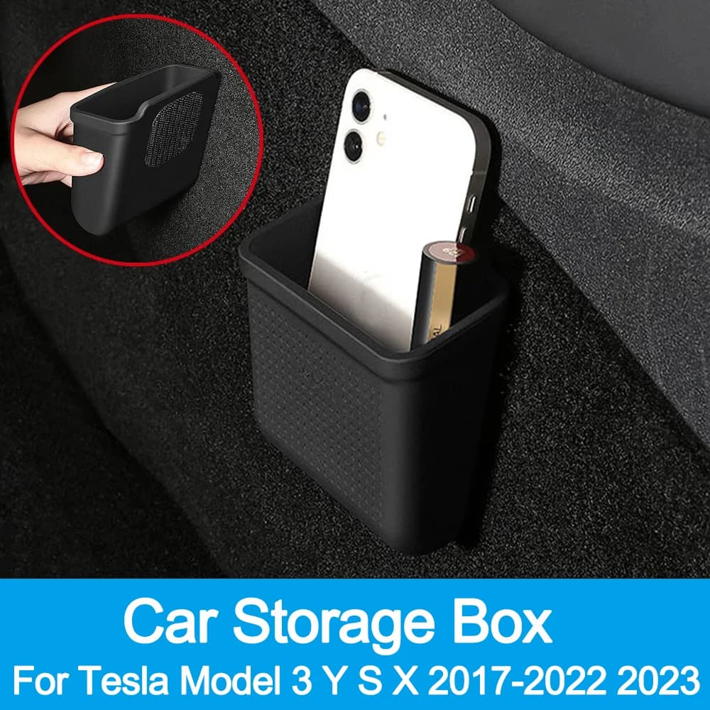 Scatola portaoggetti in silicone per auto Tesla Model 3 Y S X 2017-2022 2023, organizer nascosto, vassoio portaoggetti, porta cellulare e monete, accessori auto