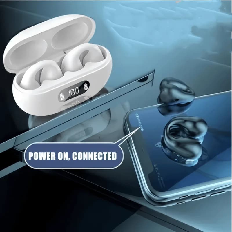 NUOVE cuffie wireless TWS Bluetooth 5.3 auricolari a conduzione ossea design a clip touch control auricolari a LED cuffie sportive