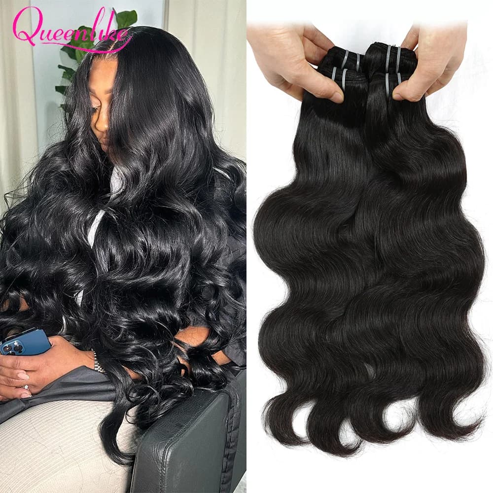 Queenlike 18 20 22 inches body wave human hair bundles 15A high quality Vietnamese human hair bundles