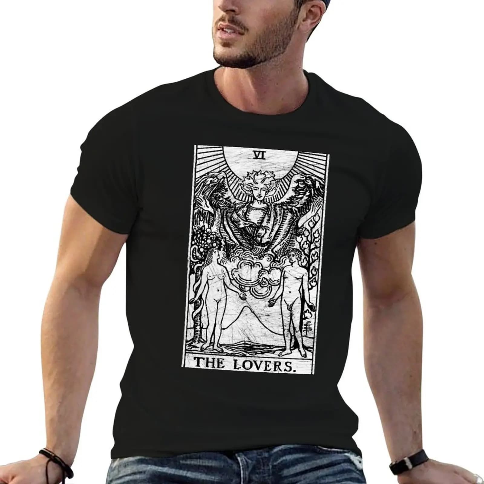 La Carta dei Tarocchi degli Amanti - Arcano Maggiore - predizione del futuro - T-shirt occultista t-shirt uomo cotone t-shirt uomo