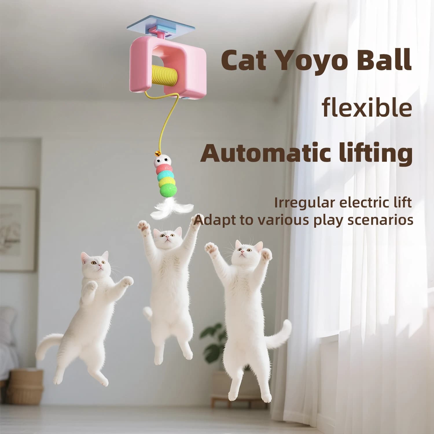 Porta sospesa intelligente Giocattolo elettrico per gatti Altalena automatica Piuma Teaser interattivo per gattini self-play